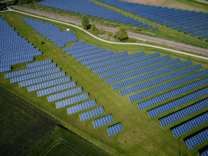 Solar panels in a field